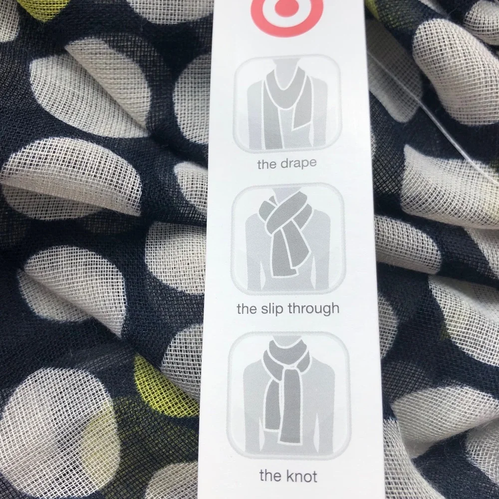 Merona polka dot scarf NWT Navy blue white yellow